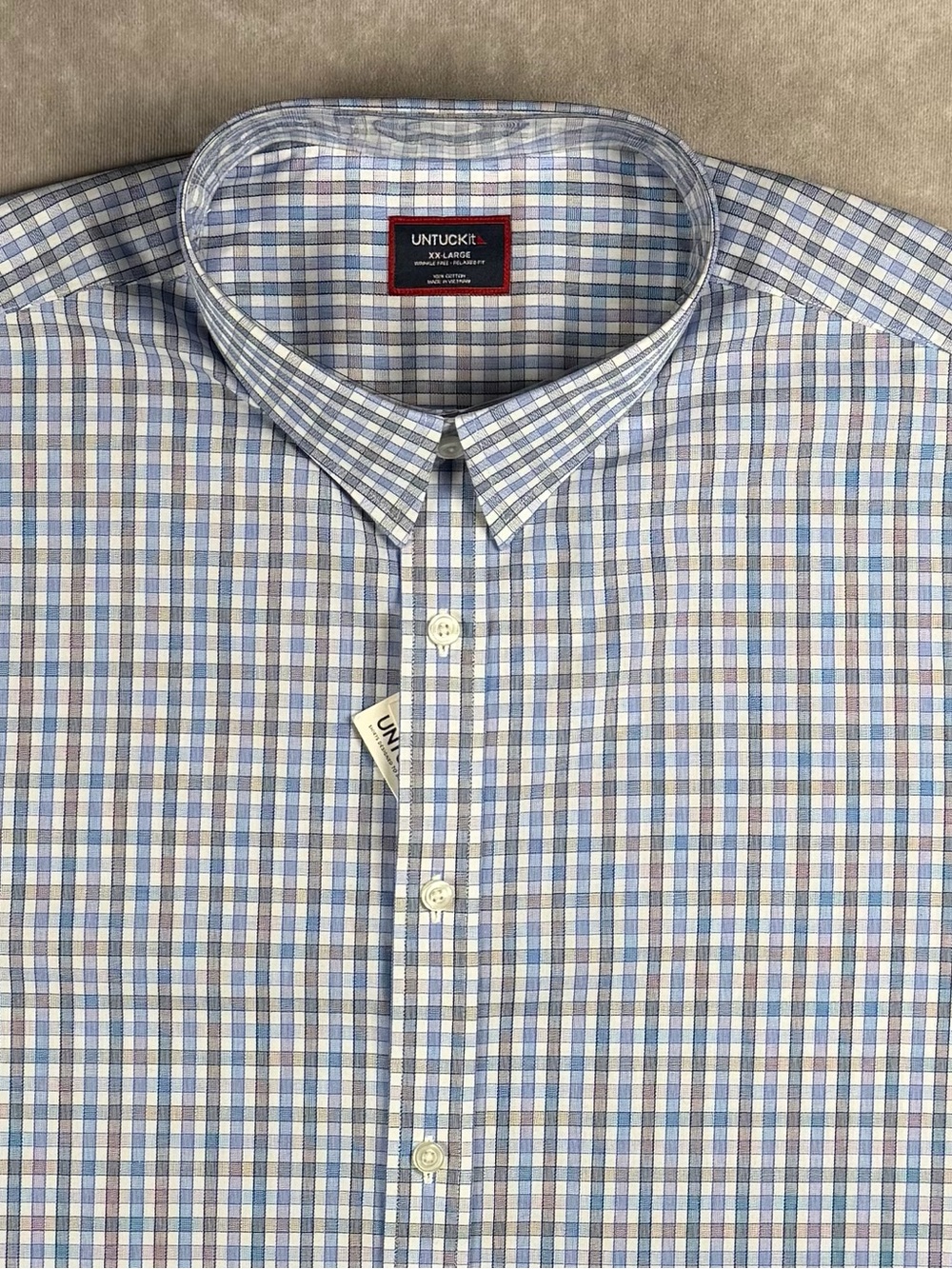 UNTUCKit Men's Multi-Blue Plaid Dress Shirt